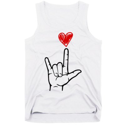 Valentines Day I Love You Hand Sign Asl Tank Top