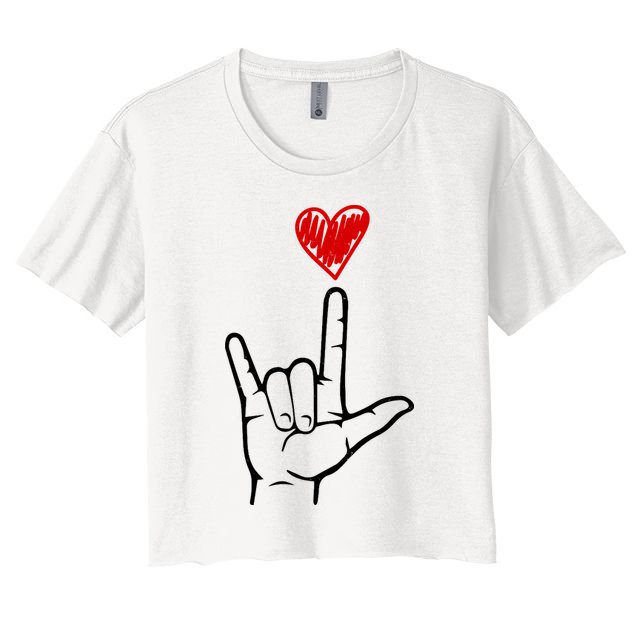 Valentines Day I Love You Hand Sign Asl Crop Top