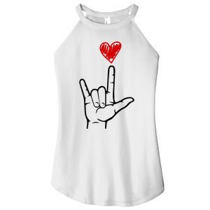 Valentines Day I Love You Hand Sign Asl Women's Perfect Tri Rocker Tank