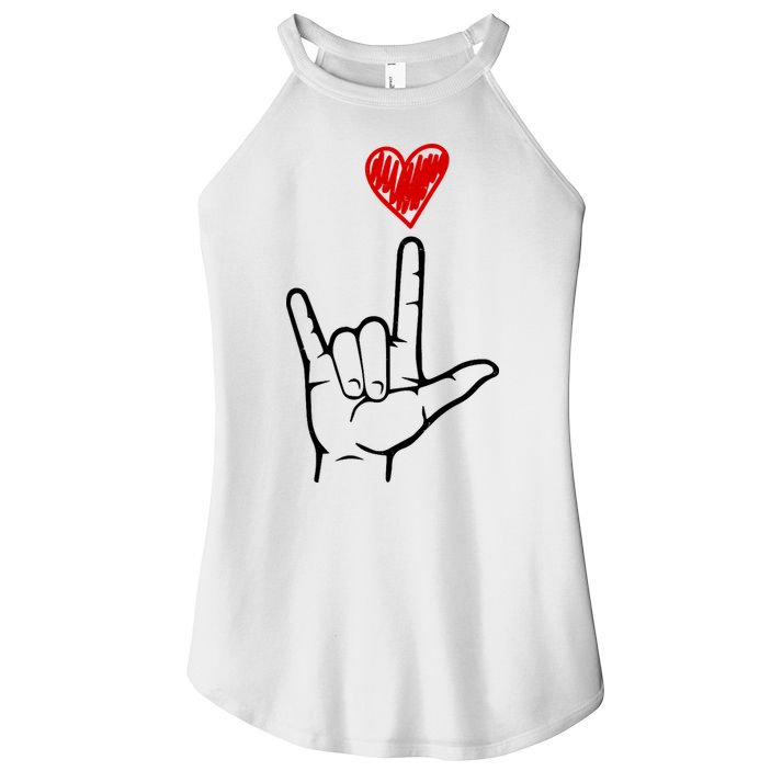 Valentines Day I Love You Hand Sign Asl Women's Perfect Tri Rocker Tank