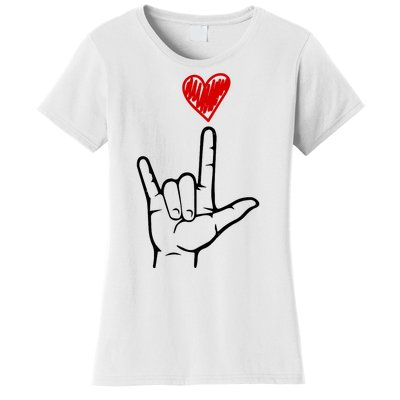 Valentines Day I Love You Hand Sign Asl Women's T-Shirt