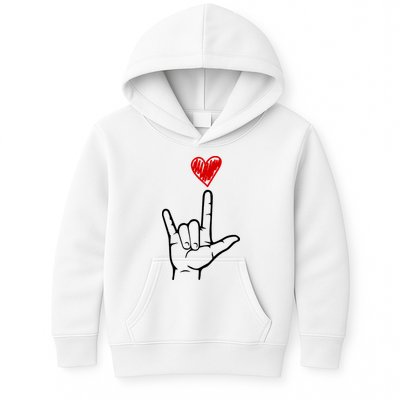 Valentines Day I Love You Hand Sign Asl Kids Hoodie