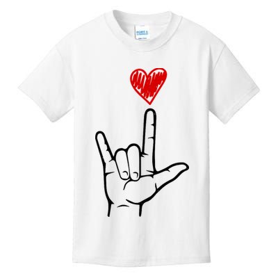 Valentines Day I Love You Hand Sign Asl Kids T-Shirt