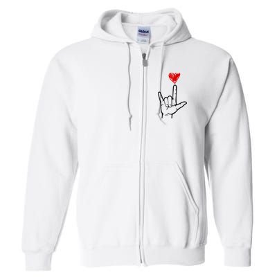Valentines Day I Love You Hand Sign Asl Full Zip Hoodie