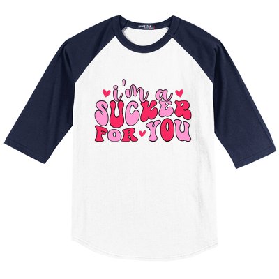 Valentines Day IM A Sucker For You Girlfriend Baseball Sleeve Shirt