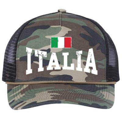 Vintage Distressed Italia Flag Italy Italian Family Group Retro Rope Trucker Hat Cap