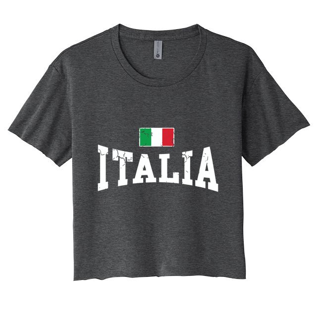 Vintage Distressed Italia Flag Italy Italian Family Group Crop Top