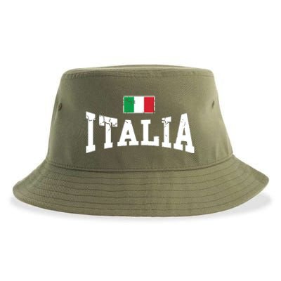 Vintage Distressed Italia Flag Italy Italian Family Group Sustainable Bucket Hat