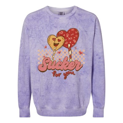 Valentine's Day Im A Sucker For You Heart Lollipops Xoxo Great Gift Colorblast Crewneck Sweatshirt