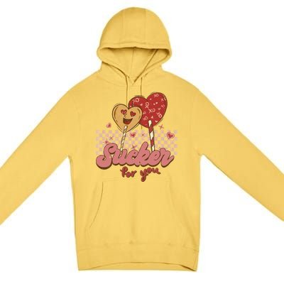 Valentine's Day Im A Sucker For You Heart Lollipops Xoxo Great Gift Premium Pullover Hoodie