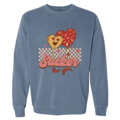 Valentine's Day Im A Sucker For You Heart Lollipops Xoxo Great Gift Garment-Dyed Sweatshirt