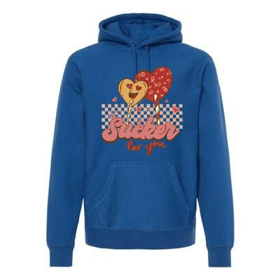 Valentine's Day Im A Sucker For You Heart Lollipops Xoxo Great Gift Premium Hoodie