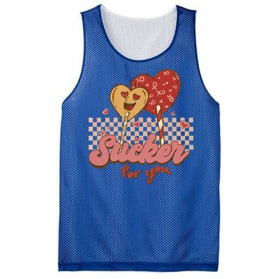 Valentine's Day Im A Sucker For You Heart Lollipops Xoxo Great Gift Mesh Reversible Basketball Jersey Tank