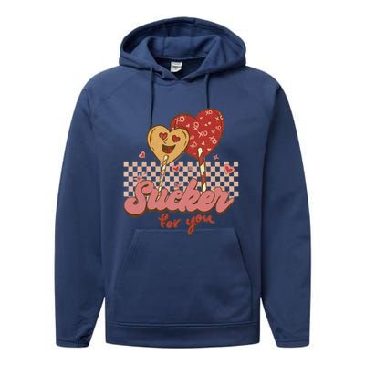 Valentine's Day Im A Sucker For You Heart Lollipops Xoxo Great Gift Performance Fleece Hoodie