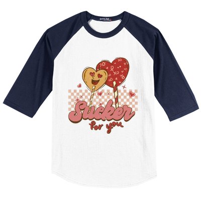 Valentine's Day Im A Sucker For You Heart Lollipops Xoxo Great Gift Baseball Sleeve Shirt