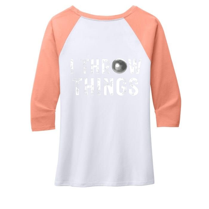 Vintage Distressed I Throw Things Shot Put Track And Field Women's Tri-Blend 3/4-Sleeve Raglan Shirt