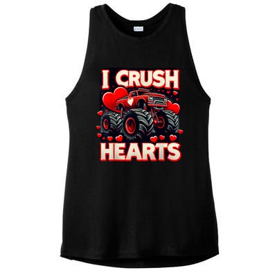 Valentines Day I Crush Hearts Ladies PosiCharge Tri-Blend Wicking Tank