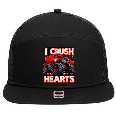 Valentines Day I Crush Hearts 7 Panel Mesh Trucker Snapback Hat