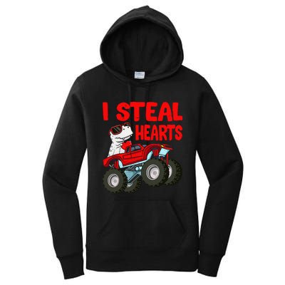 Valentines Day I Steal Hearts Funny Dino Trex Women's Pullover Hoodie