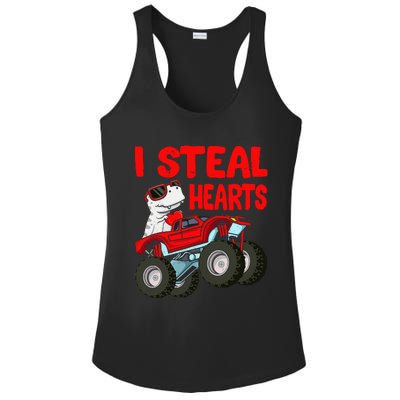 Valentines Day I Steal Hearts Funny Dino Trex Ladies PosiCharge Competitor Racerback Tank