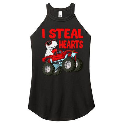 Valentines Day I Steal Hearts Funny Dino Trex Women’s Perfect Tri Rocker Tank