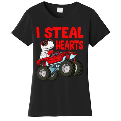 Valentines Day I Steal Hearts Funny Dino Trex Women's T-Shirt