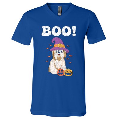 Vintage Dog Is My Boo Witch Poodles Dog Mom Dad Halloween Great Gift V-Neck T-Shirt