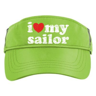 Vintage Distressed I Love My Sailor Meaningful Gift Adult Drive Performance Visor