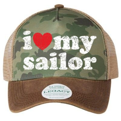 Vintage Distressed I Love My Sailor Meaningful Gift Legacy Tie Dye Trucker Hat