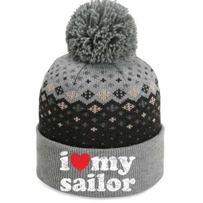 Vintage Distressed I Love My Sailor Meaningful Gift The Baniff Cuffed Pom Beanie