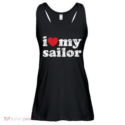 Vintage Distressed I Love My Sailor Meaningful Gift Ladies Essential Flowy Tank