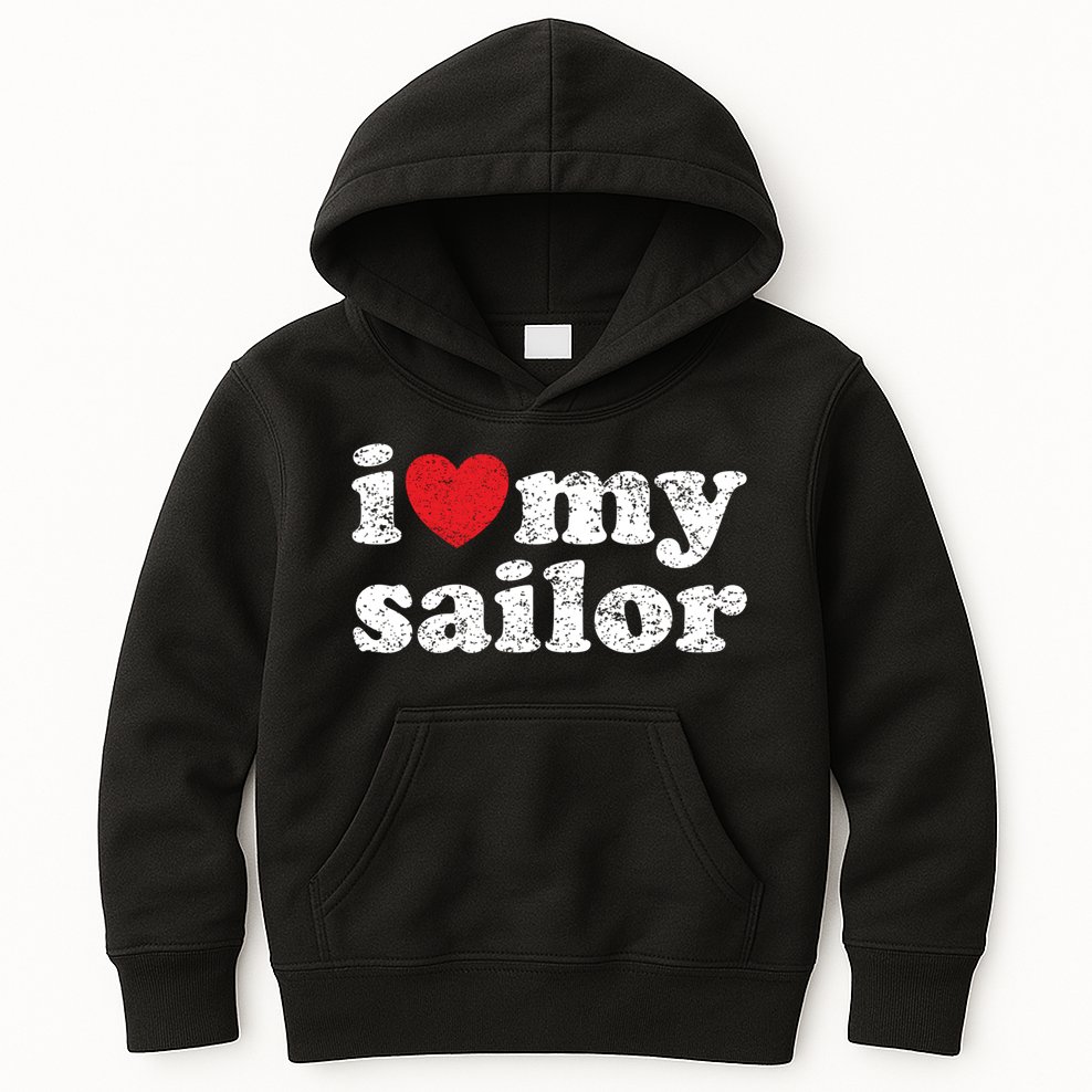 Vintage Distressed I Love My Sailor Meaningful Gift Kids Hoodie