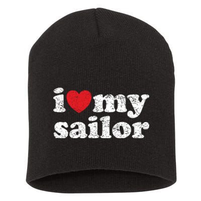 Vintage Distressed I Love My Sailor Meaningful Gift Short Acrylic Beanie