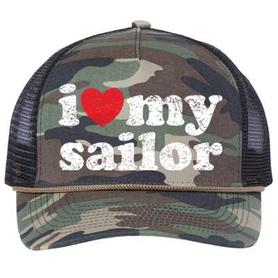 Vintage Distressed I Love My Sailor Meaningful Gift Retro Rope Trucker Hat Cap