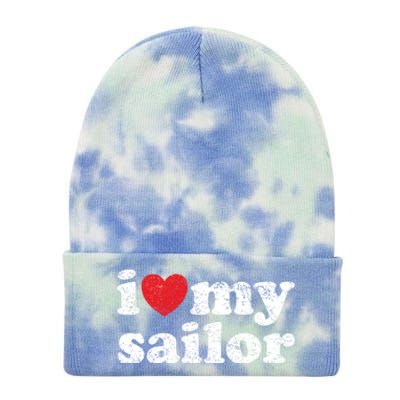 Vintage Distressed I Love My Sailor Meaningful Gift Tie Dye 12in Knit Beanie