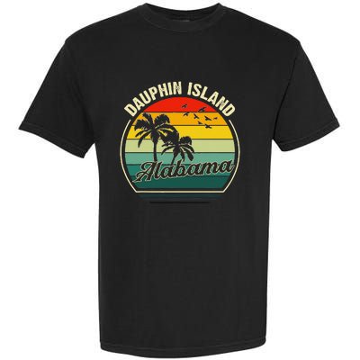 Vintage Dauphin Island Alabama Summer Vacation Sunset Palm Garment-Dyed Heavyweight T-Shirt