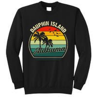 Vintage Dauphin Island Alabama Summer Vacation Sunset Palm Sweatshirt