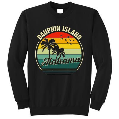 Vintage Dauphin Island Alabama Summer Vacation Sunset Palm Sweatshirt