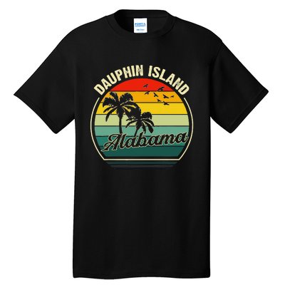 Vintage Dauphin Island Alabama Summer Vacation Sunset Palm Tall T-Shirt