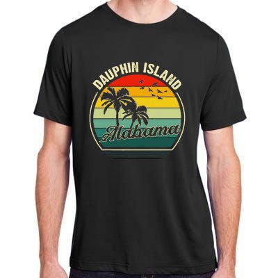 Vintage Dauphin Island Alabama Summer Vacation Sunset Palm Adult ChromaSoft Performance T-Shirt