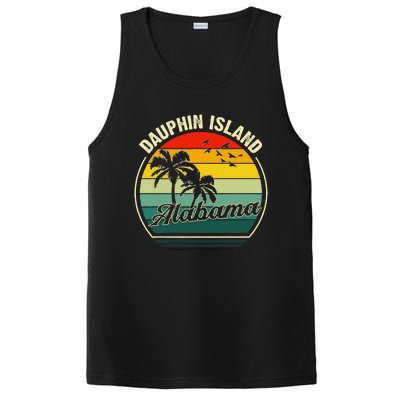 Vintage Dauphin Island Alabama Summer Vacation Sunset Palm PosiCharge Competitor Tank