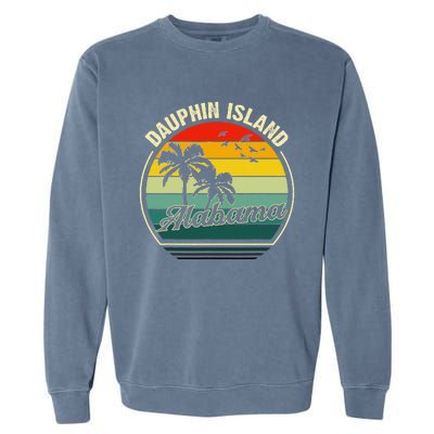 Vintage Dauphin Island Alabama Summer Vacation Sunset Palm Garment-Dyed Sweatshirt