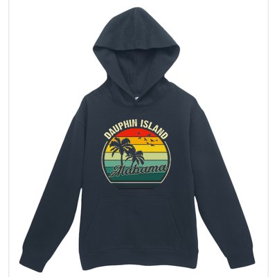 Vintage Dauphin Island Alabama Summer Vacation Sunset Palm Urban Pullover Hoodie