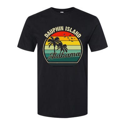 Vintage Dauphin Island Alabama Summer Vacation Sunset Palm Softstyle CVC T-Shirt