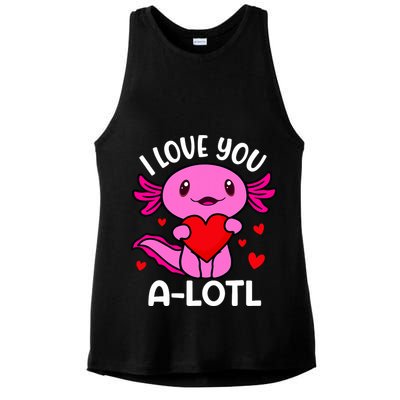 Valentines Day I Love You Alotl Axolotl Ladies PosiCharge Tri-Blend Wicking Tank