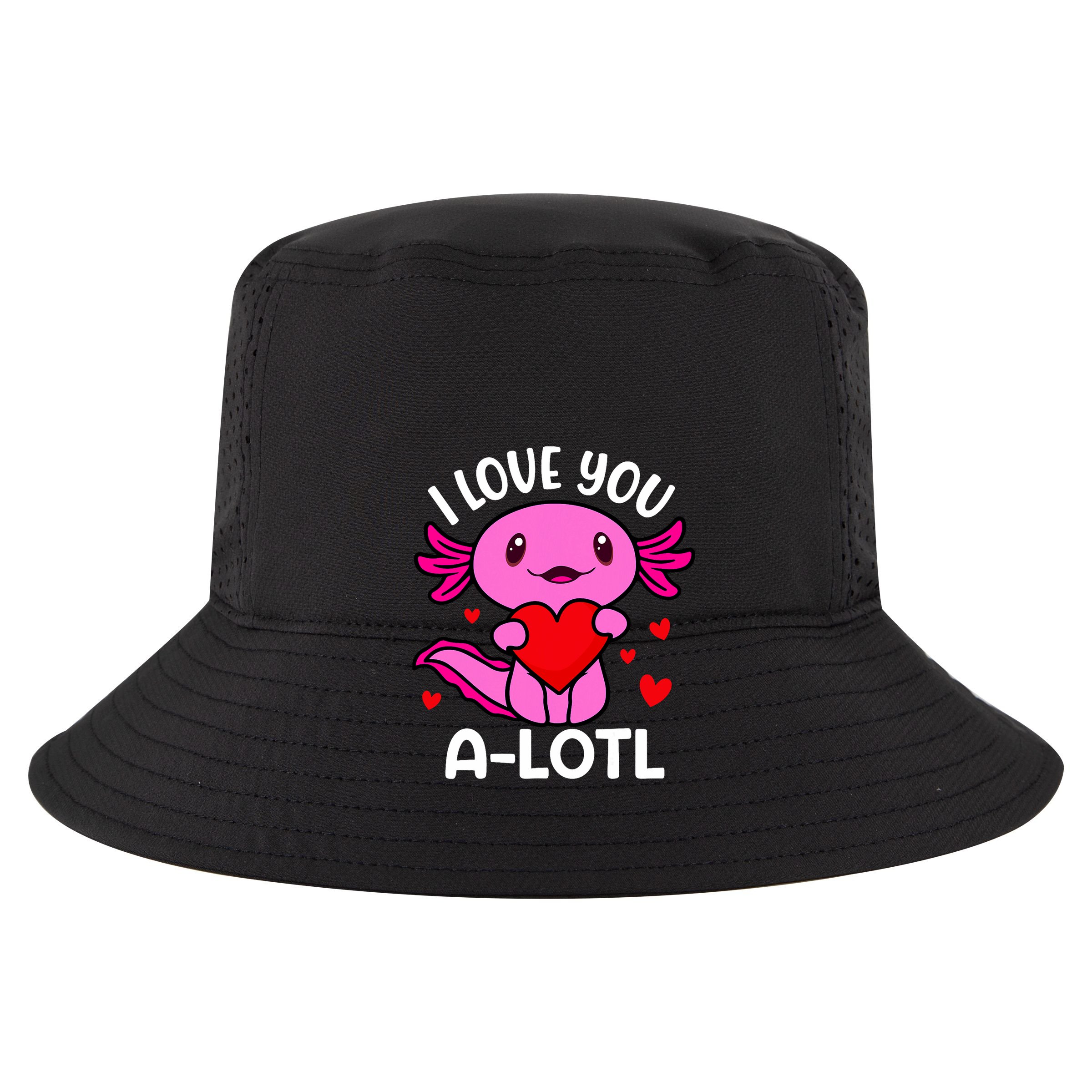 Valentines Day I Love You Alotl Axolotl 7 Panel Mesh Trucker Snapback Hat