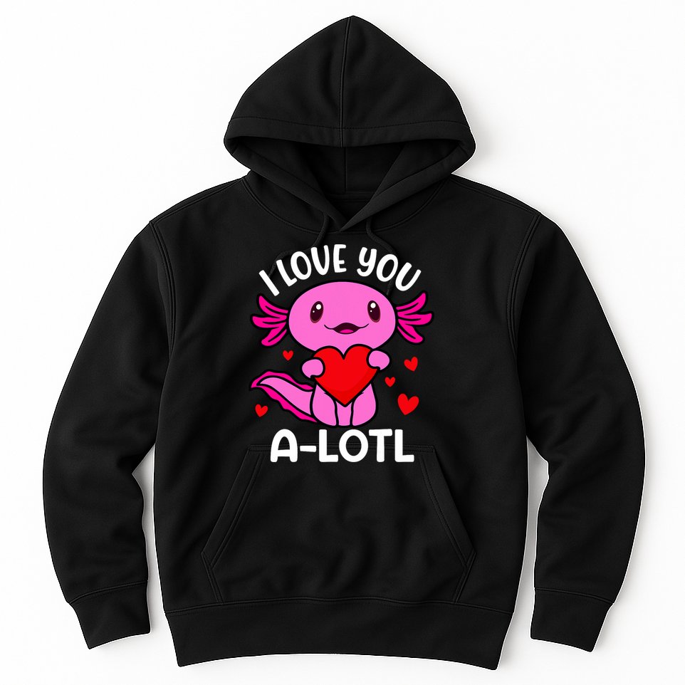 Valentines Day I Love You Alotl Axolotl Hoodie