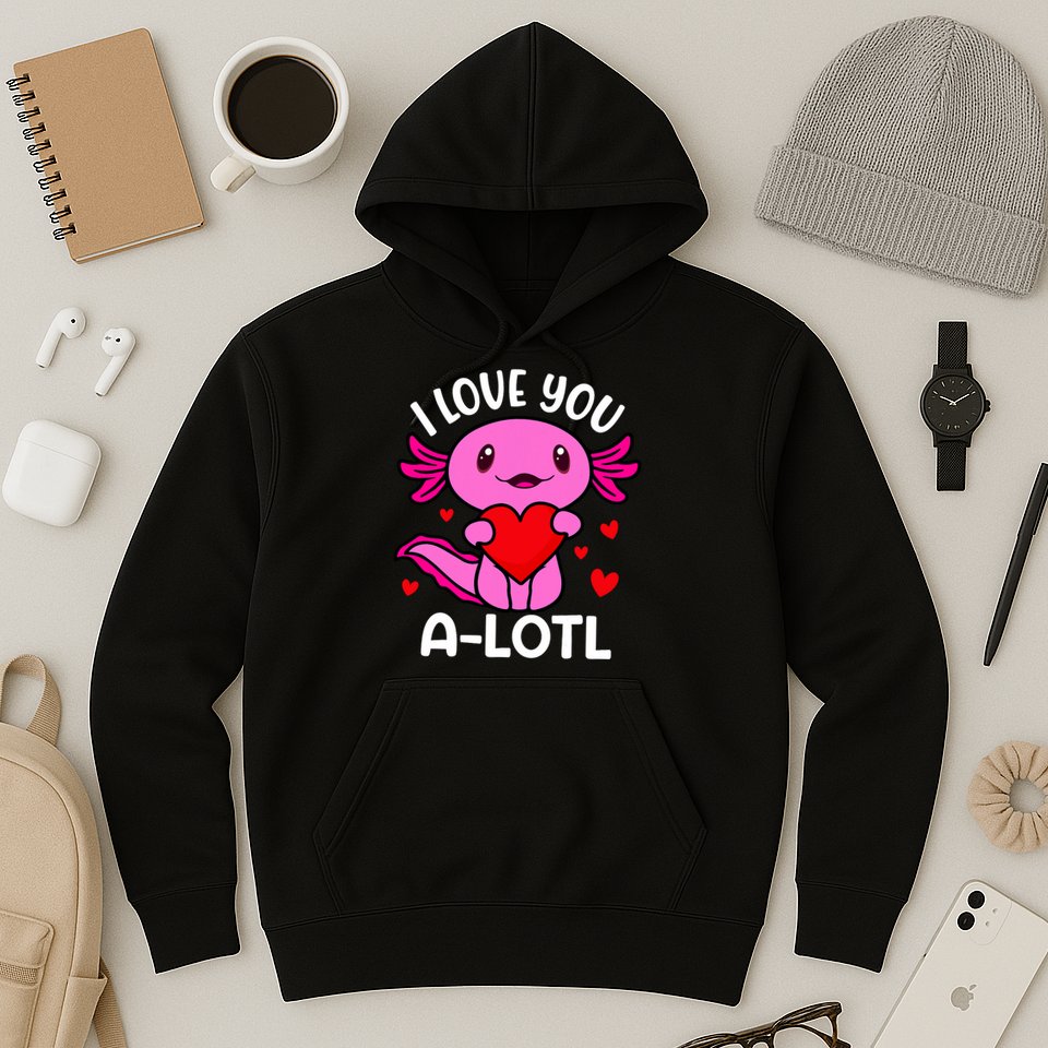 Valentines Day I Love You Alotl Axolotl Hoodie
