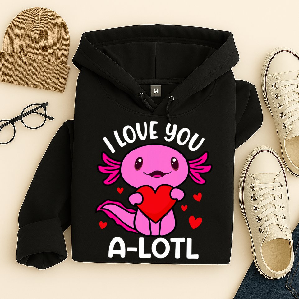 Valentines Day I Love You Alotl Axolotl Hoodie