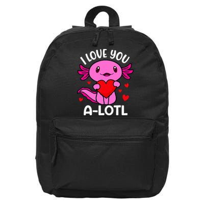 Valentines Day I Love You Alotl Axolotl 16 in Basic Backpack